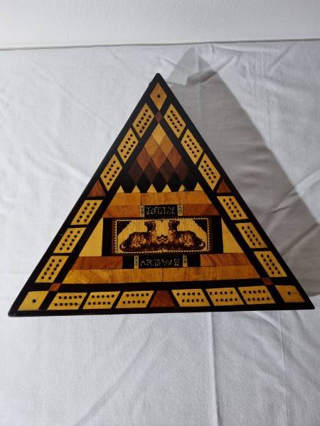 Triangular Tunbridge Ware Cribbage Board
