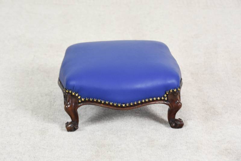 Victorian Walnut Stool in Leather