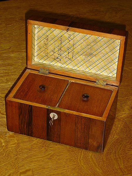 Cross Banded Twin Tea Caddy C.1870